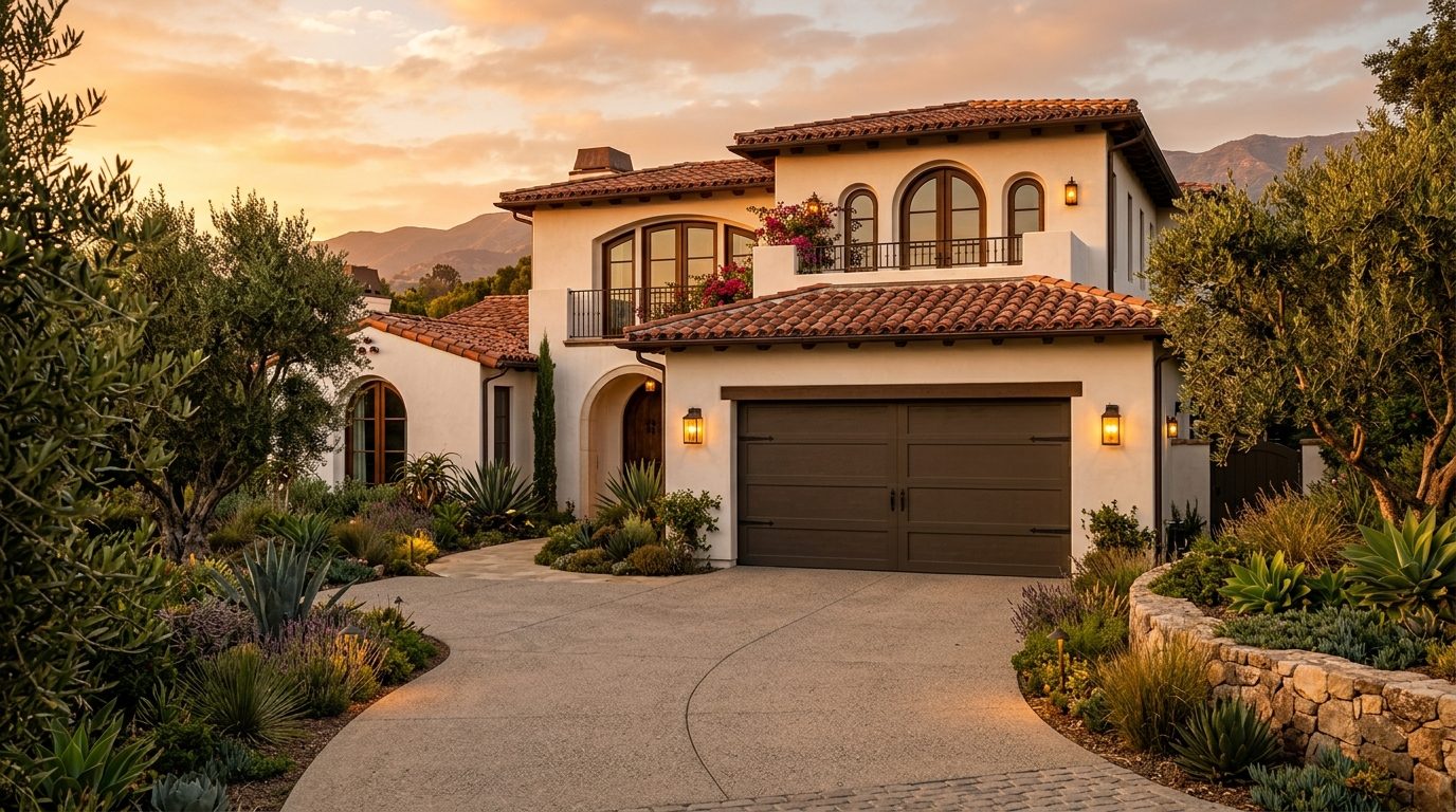 Jacob Green Local Garage Door Exterior Closed Garage Door at Twilight