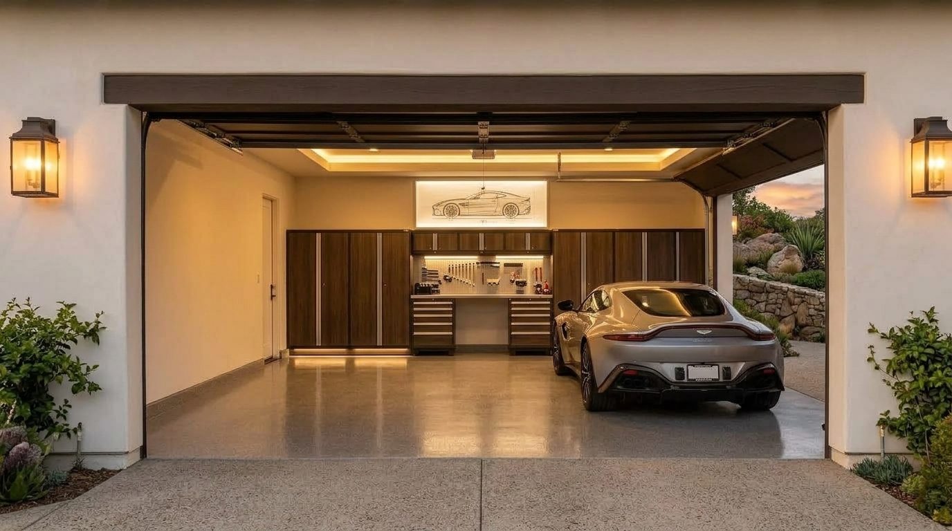 Jacob Green Local Garage Door Interior View of Custom Garage Door Overhead and Workshop